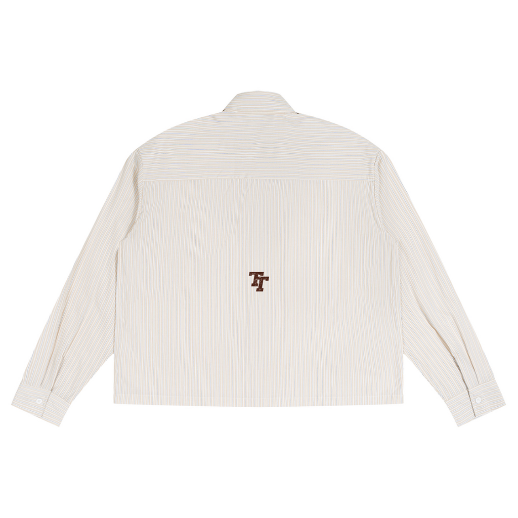 Boxy Pinstripe Shirt – Pale Yellow / Chocolate