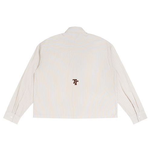Boxy Pinstripe Shirt – Pale Yellow / Chocolate