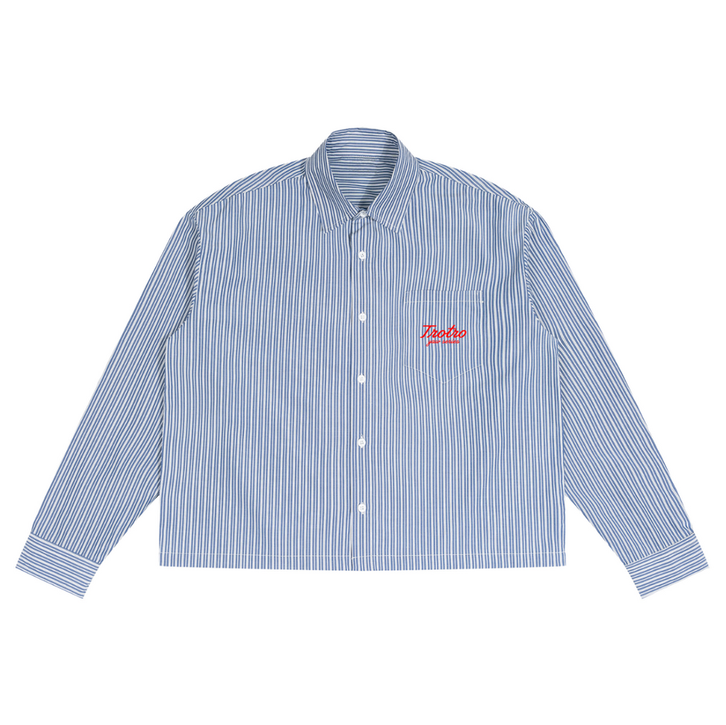 Boxy Pinstripe Shirt – Blue / Red